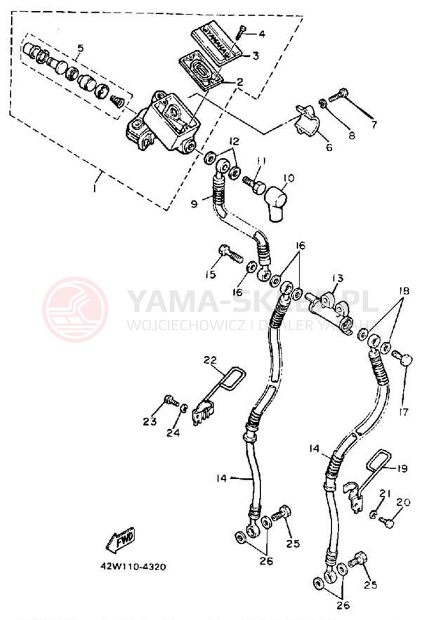 Schemat "Pompa hamulcowa przednia" do Yamaha VIRAGO 700 XV700SS/XV700SSC