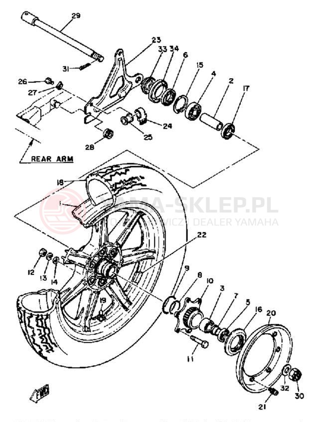 Schemat "Koło tył" do Yamaha XS1100SG