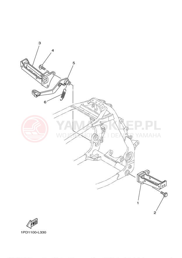 Schemat "Stopka postojowa i podnóżki" do Yamaha YFZ450 YFZ45BB/YFZ45BW