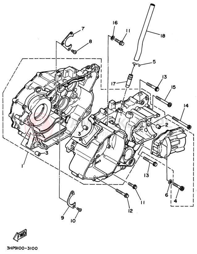 Schemat "Obudowa silnika" do Yamaha BIG BEAR 4WD YFM350FWG