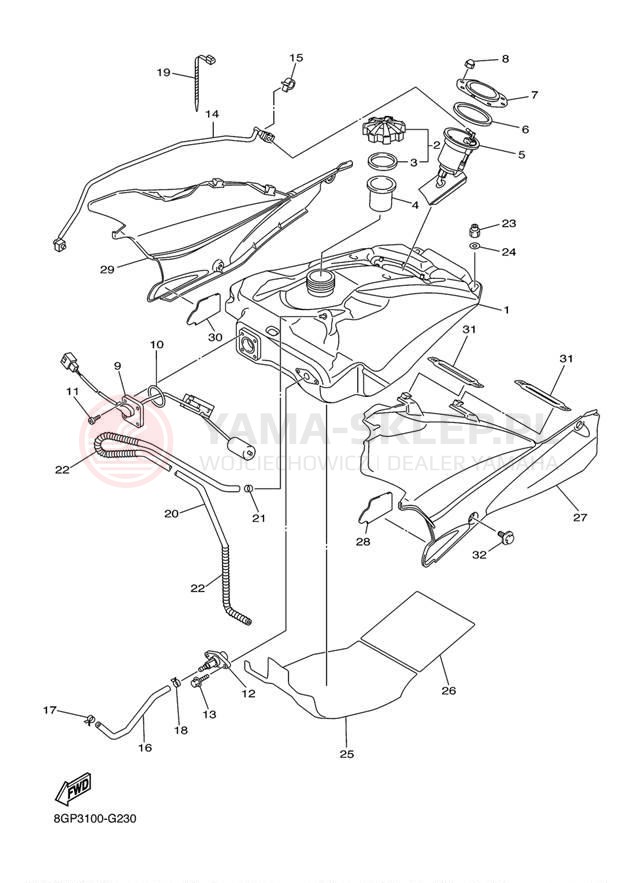 Schemat "zbiornik paliwa" do Yamaha PHAZER GT PZ50GTDW