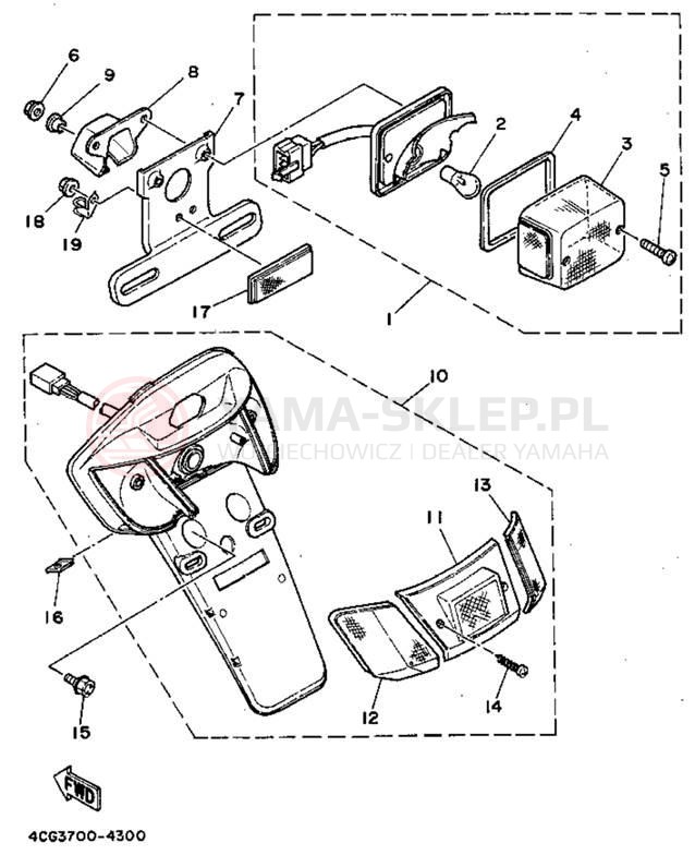 Schemat "lampa tył" do Yamaha JOG CY50F