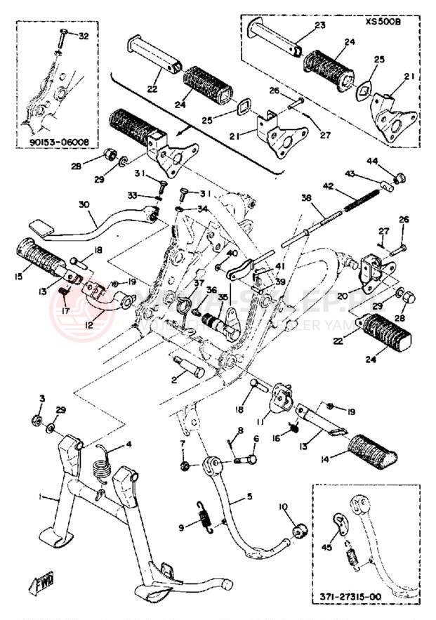 Schemat "Stopka postoj., dźw. Hamulca tył" do Yamaha TX500A
