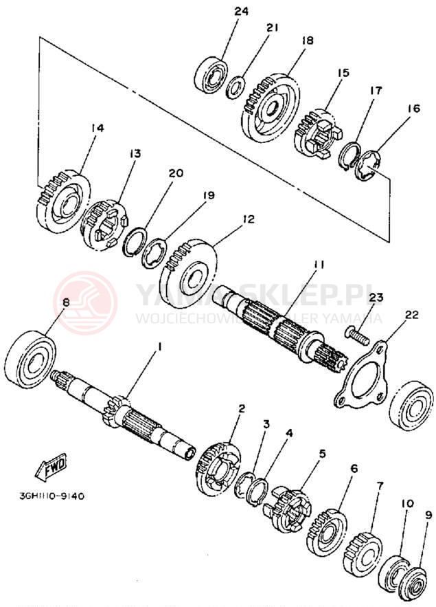 Schemat "Skrzynia biegów " do Yamaha YFB250D_MN