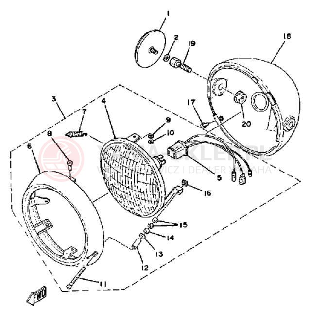 Schemat "Lampa przód" do Yamaha QT50H