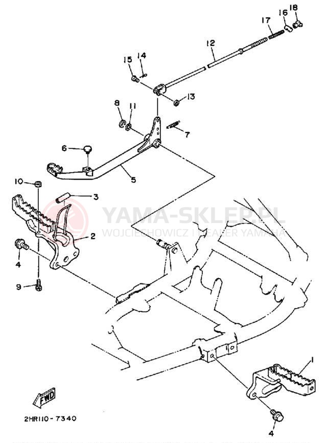 Schemat "Stopka postojowa i podnóżki" do Yamaha BIG BEAR 4WD YFM350FWU