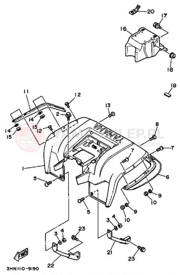 Schemat "Tylny błotnik" do Yamaha BIG BEAR 4WD YFM350FWW