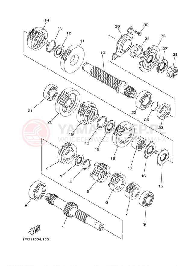Schemat "Skrzynia biegów " do Yamaha YFZ450 YFZ45BB/YFZ45BW