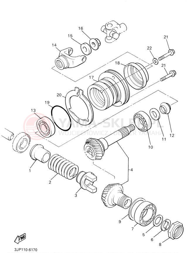 Schemat "Przeniesienie napędu" do Yamaha V-MAX VMX1200M/VMX1200MC