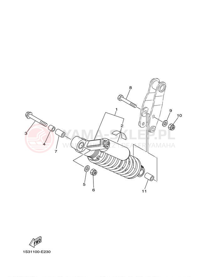 Schemat "zawieszenie tył" do Yamaha RAPTOR 700 SE YFM7RSEZ