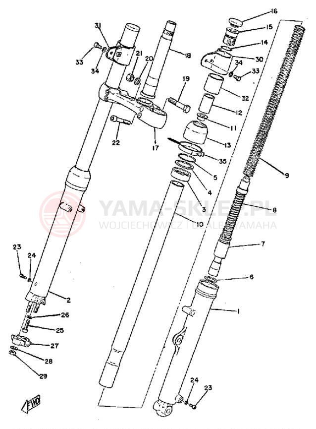 Schemat "Amortyzatory przód" do Yamaha TY250A