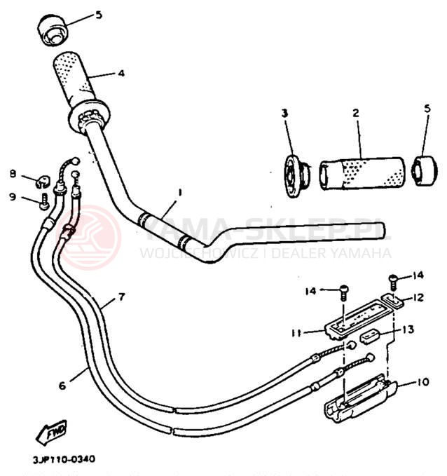 Schemat "Kierownica i osprzęt" do Yamaha V-MAX 1200 VMX12D/VMX12DC