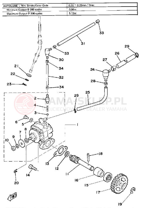 Schemat "Pompa olejowa" do Yamaha MX175G