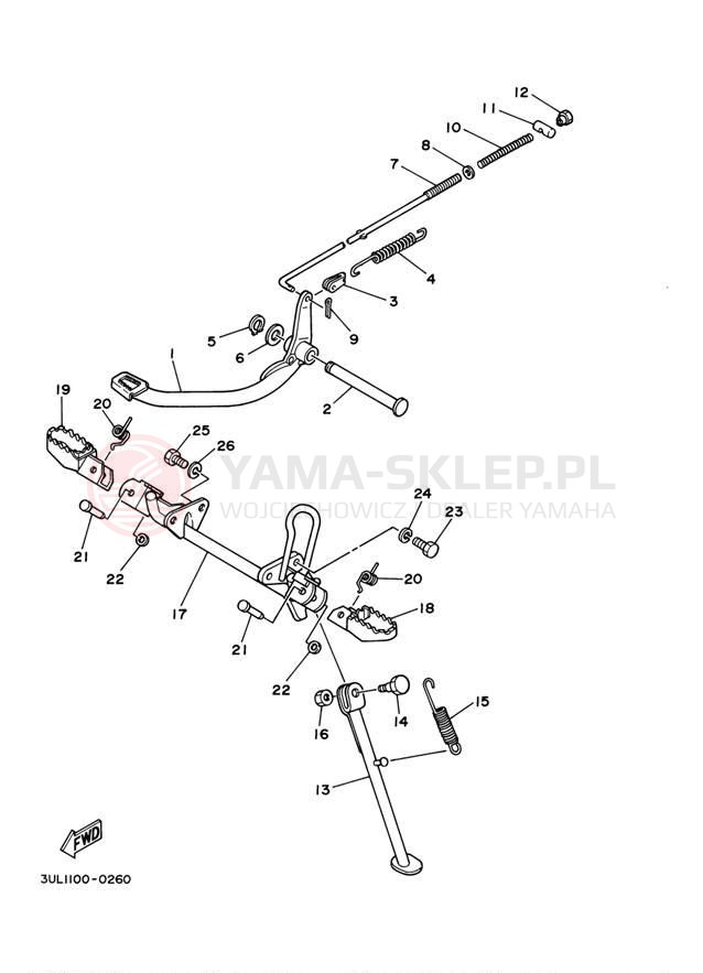Schemat "Stopka postojowa i podnóżki" do Yamaha RT100 RT100M