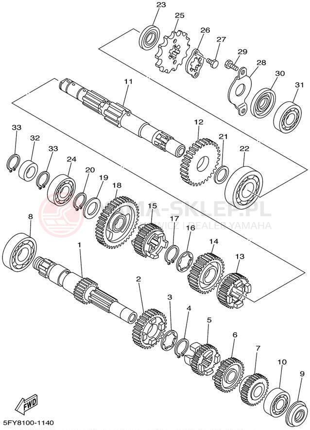 Schemat "Skrzynia biegów " do Yamaha TW200 TW200PC/TW200P