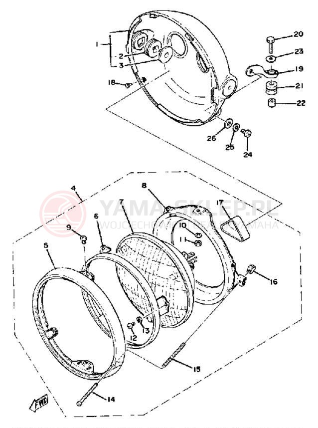 Schemat "Lampa przód" do Yamaha XS750SE-31