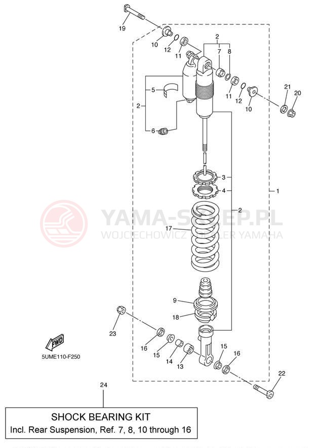 Schemat "zawieszenie tył" do Yamaha WR250F WR250FW