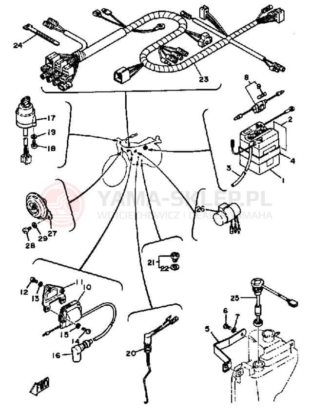 Schemat "układ elektryczny" do Yamaha DT100H
