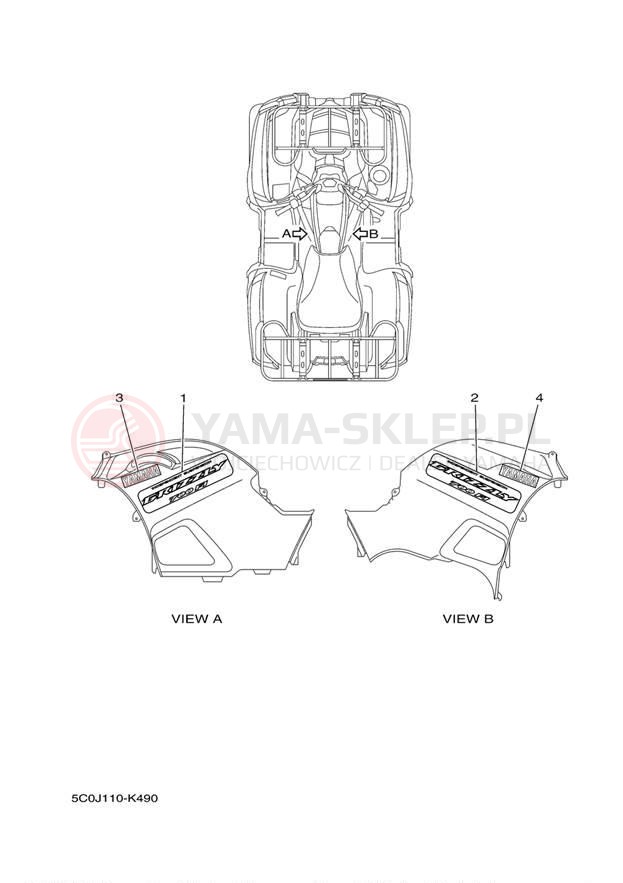 Schemat "naklejki" do Yamaha GRIZZLY 700 HUNTER YFM7FGHA