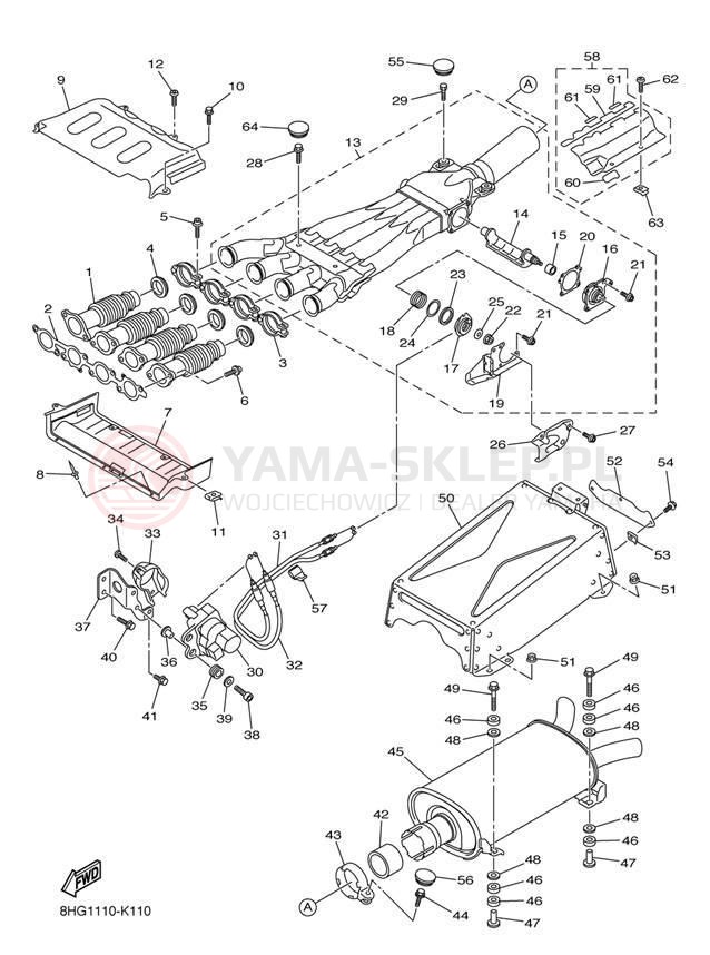Schemat "Wydech końcowy" do Yamaha APEX XTX RX10PXTDB/RX10PXTDW