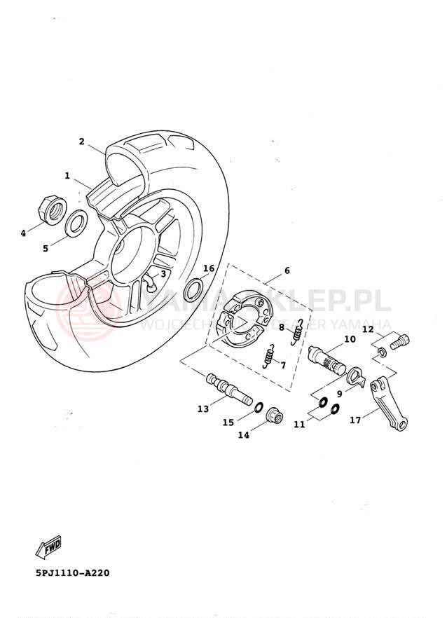 Schemat "Koło tył" do Yamaha ZUMA YW50P