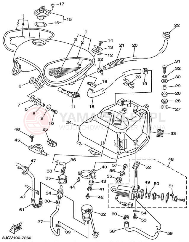 Schemat "zbiornik paliwa" do Yamaha VIRAGO 535 XV535LC/XV535L