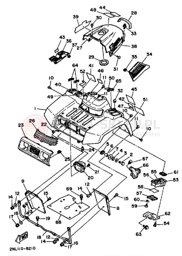 Schemat "Przedni błotnik" do Yamaha TERRA PRO YFP350U