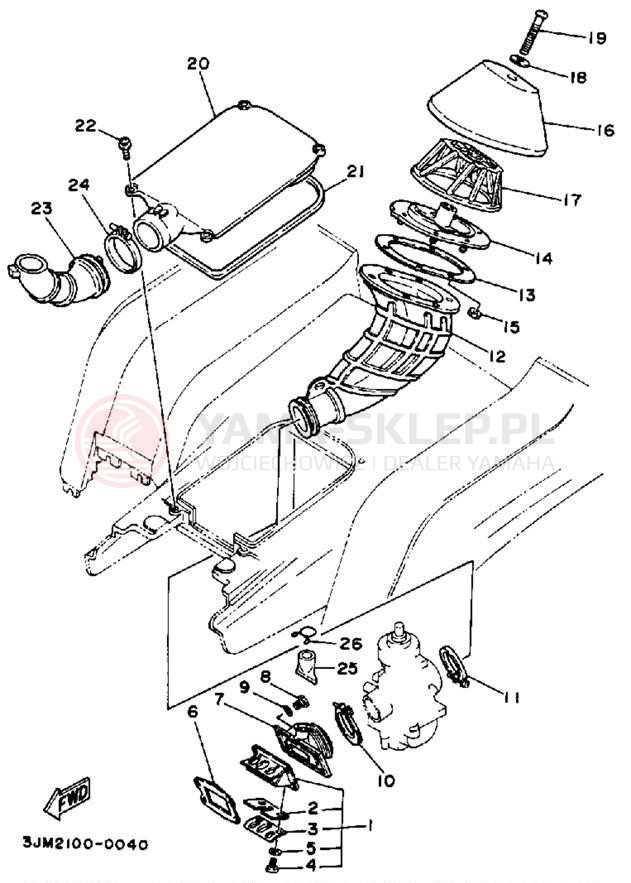 Schemat "Filtr powietrza" do Yamaha BLASTER YFS200A