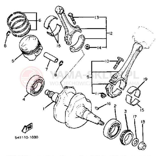 Schemat "Wał korbowy, tłok" do Yamaha XV920MK