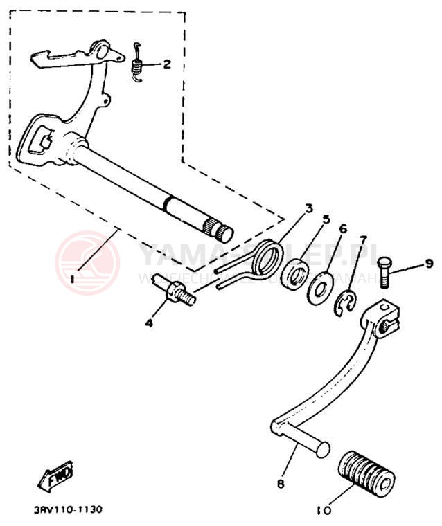 Schemat "Dźwignia zmiany biegów, wałek" do Yamaha Y-ZINGER PW80F