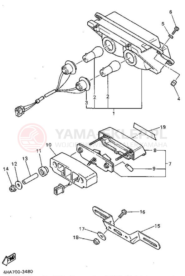 Schemat "lampa tył" do Yamaha YZF600RGC