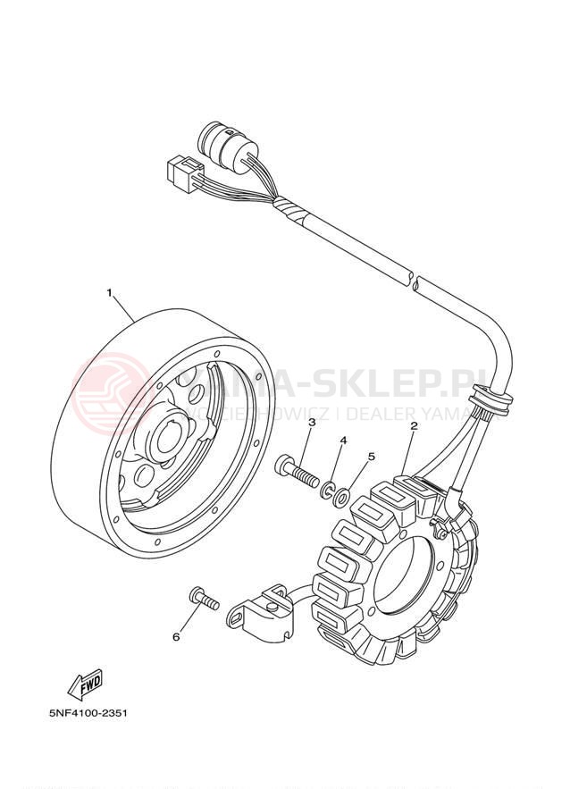 Schemat "prądnica" do Yamaha RAPTOR 350 YFM35RZW