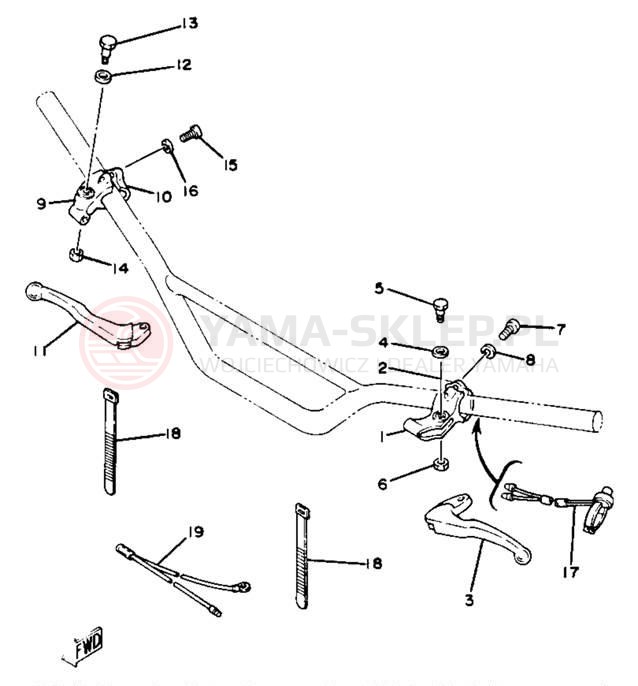 Schemat "Kierownica i osprzęt" do Yamaha YZ80H