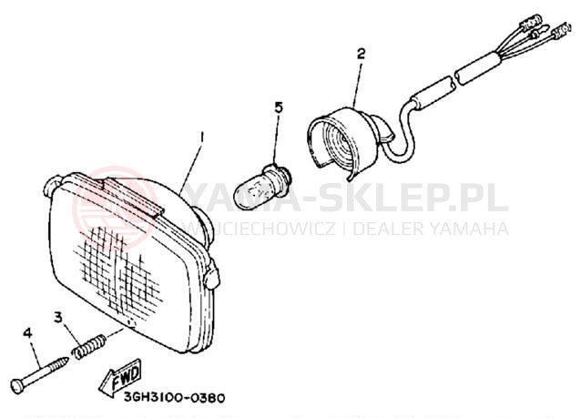 Schemat "Lampa przód" do Yamaha MOTO-4 YFM250A