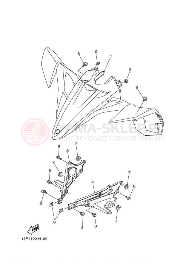Schemat "Przedni błotnik" do Yamaha YFZ450RSEY