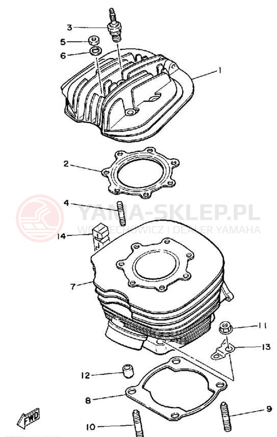 Schemat "cylinder" do Yamaha WR500ZE