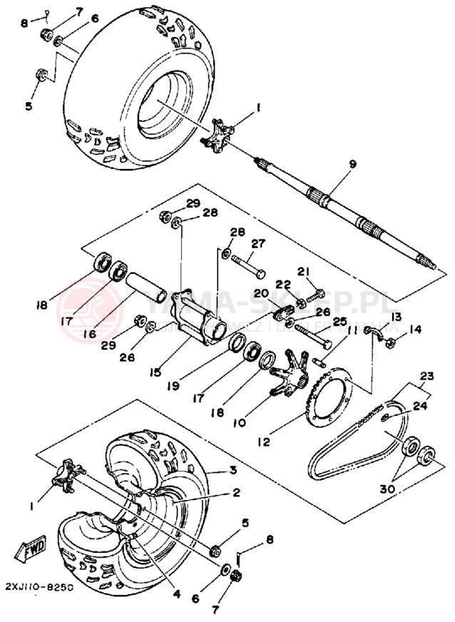 Schemat "Koło tył" do Yamaha BLASTER YFS200W
