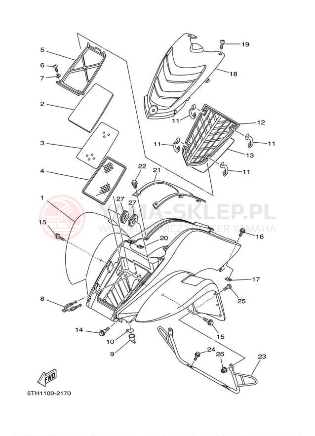 Schemat "Przedni błotnik" do Yamaha RAPTOR 80 YFM80WR