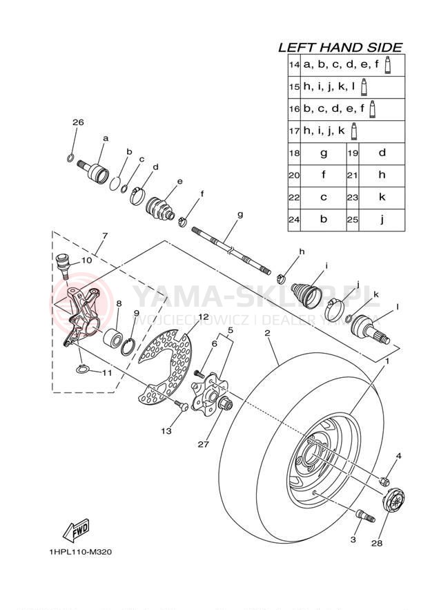 Schemat "Koło przód" do Yamaha GRIZZLY 550 EPS 4WD YFM5FGPDL