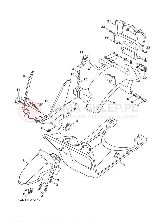 Schemat "błotnik" do Yamaha ZUMA 50 YW50FDR/YW50FDB
