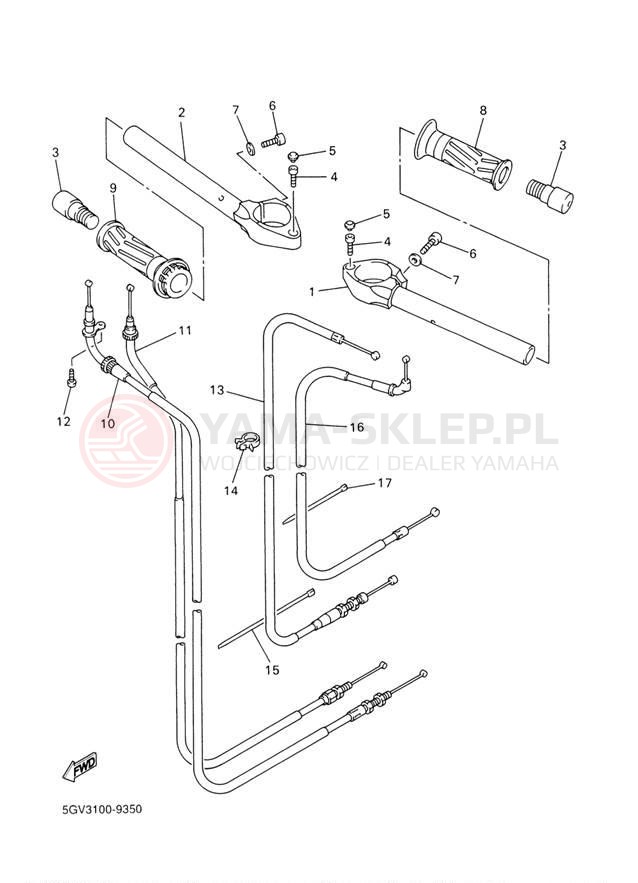 Schemat "Kierownica i osprzęt" do Yamaha R6 YZFR6M/YZFR6MC