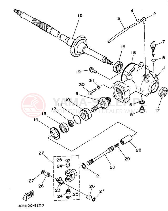 Schemat "Wał napędowy" do Yamaha CHAMP YFM100W