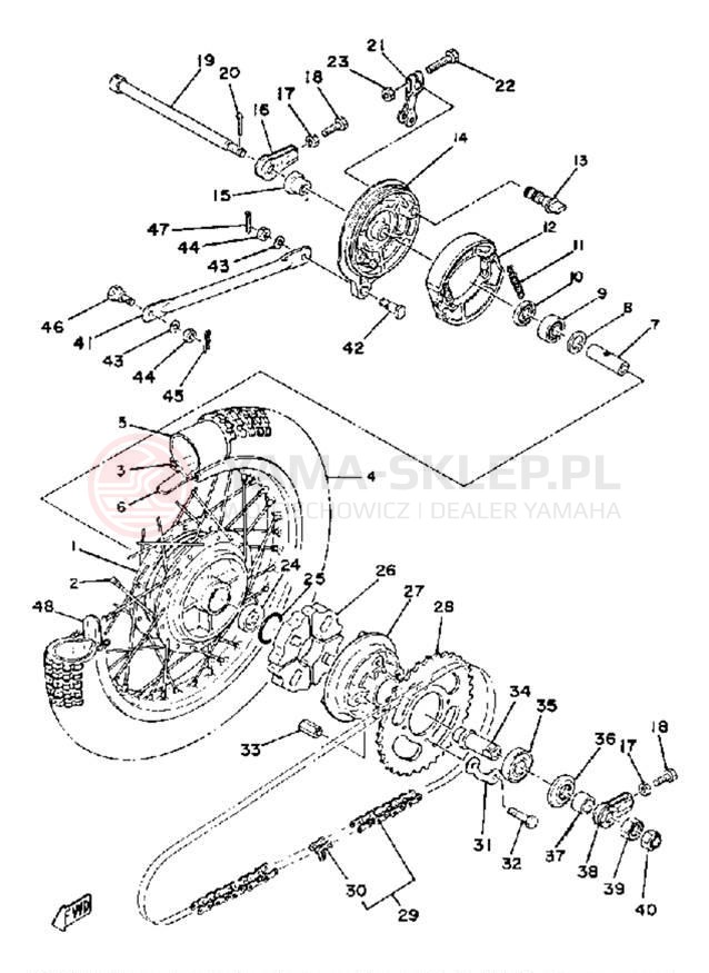 Schemat "Koło tył" do Yamaha MX100F