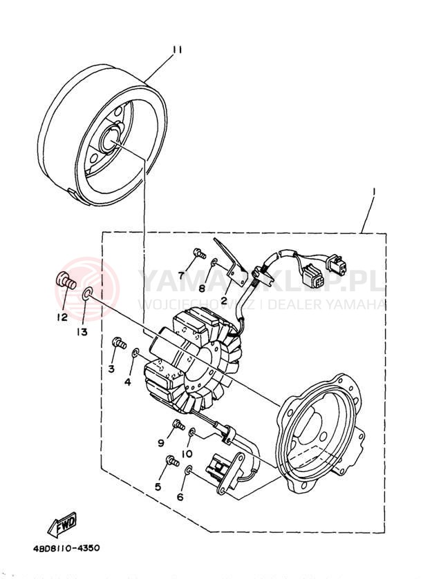 Schemat "prądnica" do Yamaha TIMBERWOLF YFB250UK