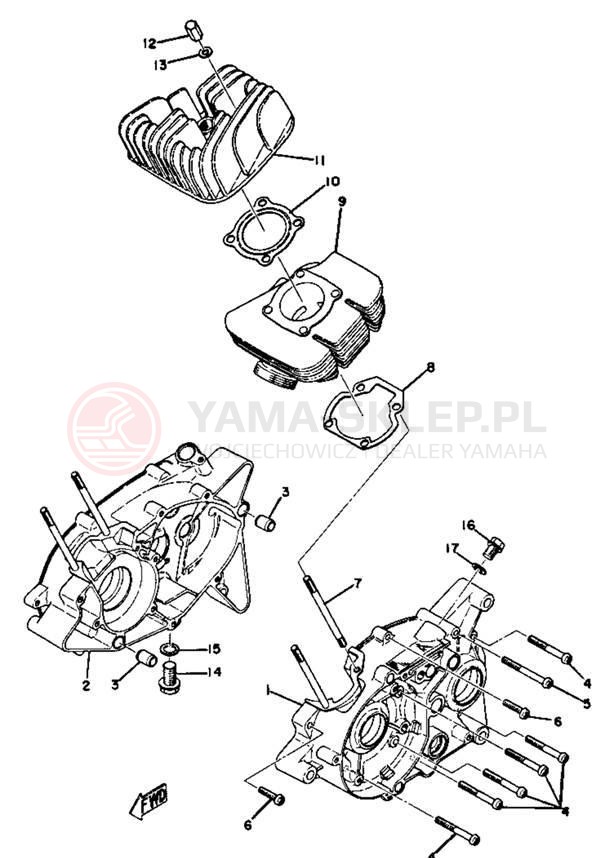 Schemat "Obudowa silnika - cylinder" do Yamaha GTMX/GT1
