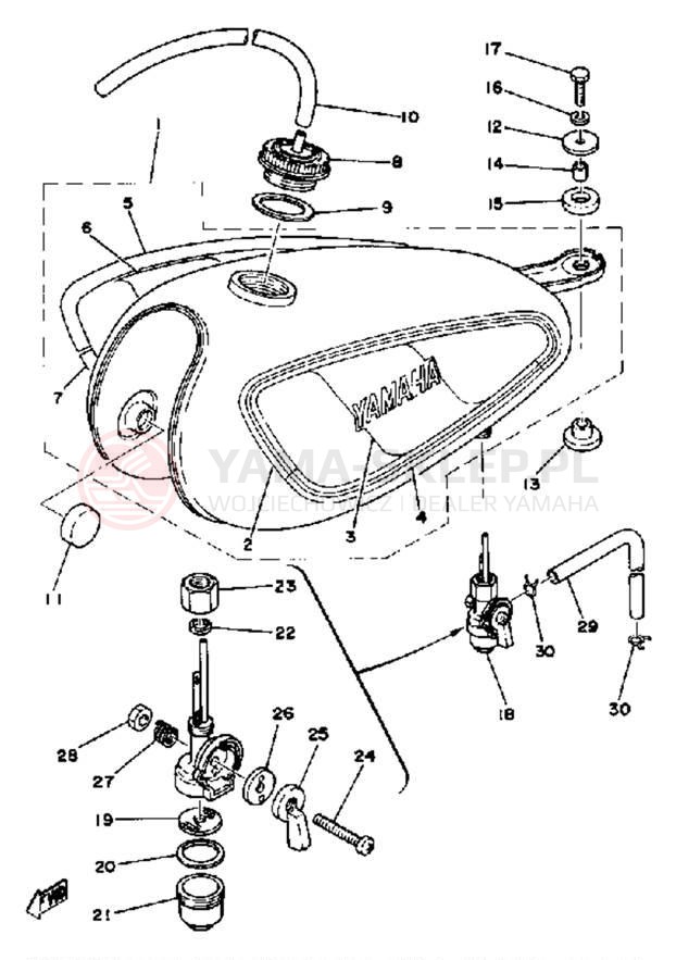 Schemat "zbiornik paliwa" do Yamaha DT100G