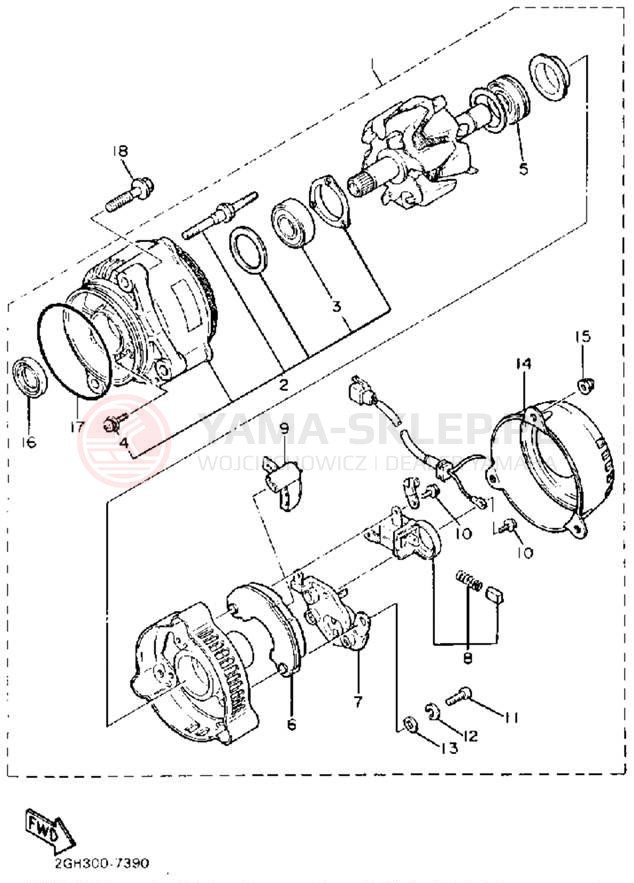 Schemat "prądnica" do Yamaha FZR1000U/FZR1000UC