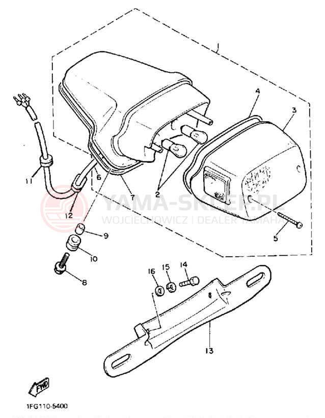 Schemat "lampa tył" do Yamaha MAXIM XJ700S/XJ700SC