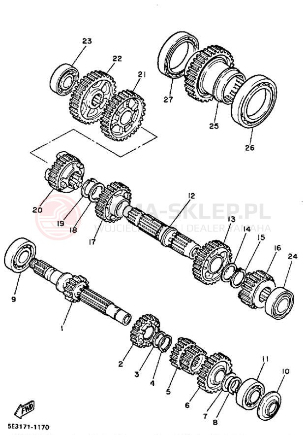 Schemat "Skrzynia biegów " do Yamaha VIRAGO 700 XV700NC/XV700N