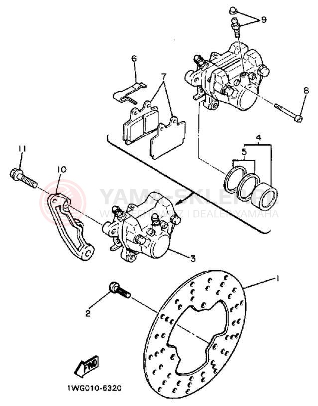 Schemat "Zacisk hamulcowy tylny" do Yamaha FZR400U